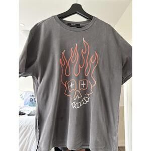 Ksubi Mad Mad World Flame Skull Tee